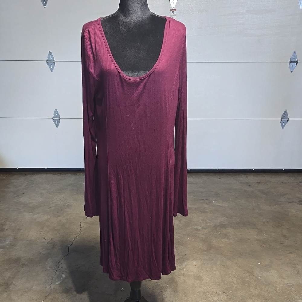 Forever 21 Deep Red Long Sleeve Dress